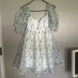 Cutest blue flower babydoll dress!